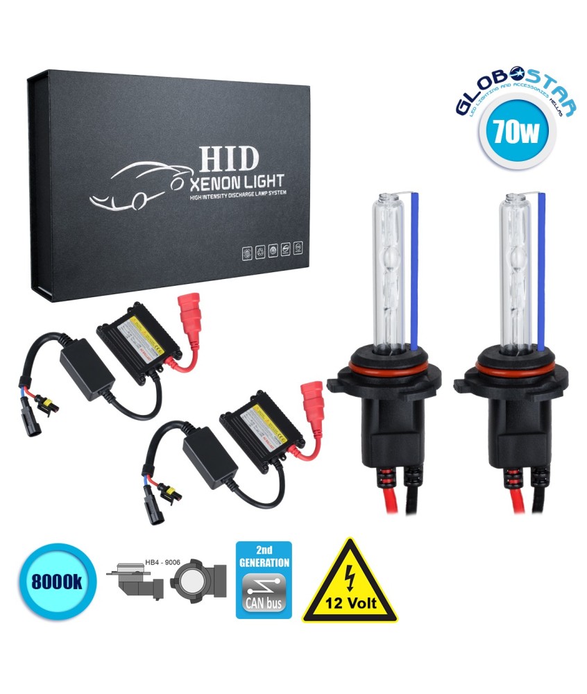 GloboStar® 84121 HB4 9006 CB Line KIT Βασικού Φωτισμού Αυτοκινήτου & Μοτοσυκλέτας 2nd Generation Can-Bus Series XENON 70W 6400lm DC 9-16V Αδιάβροχο IP65 Ψυχρό Λευκό 8000K